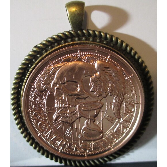 Tempus Fugit-Time Flies-Fine Copper Ultra High Relief Round/Pendant - Picture 4 of 7
